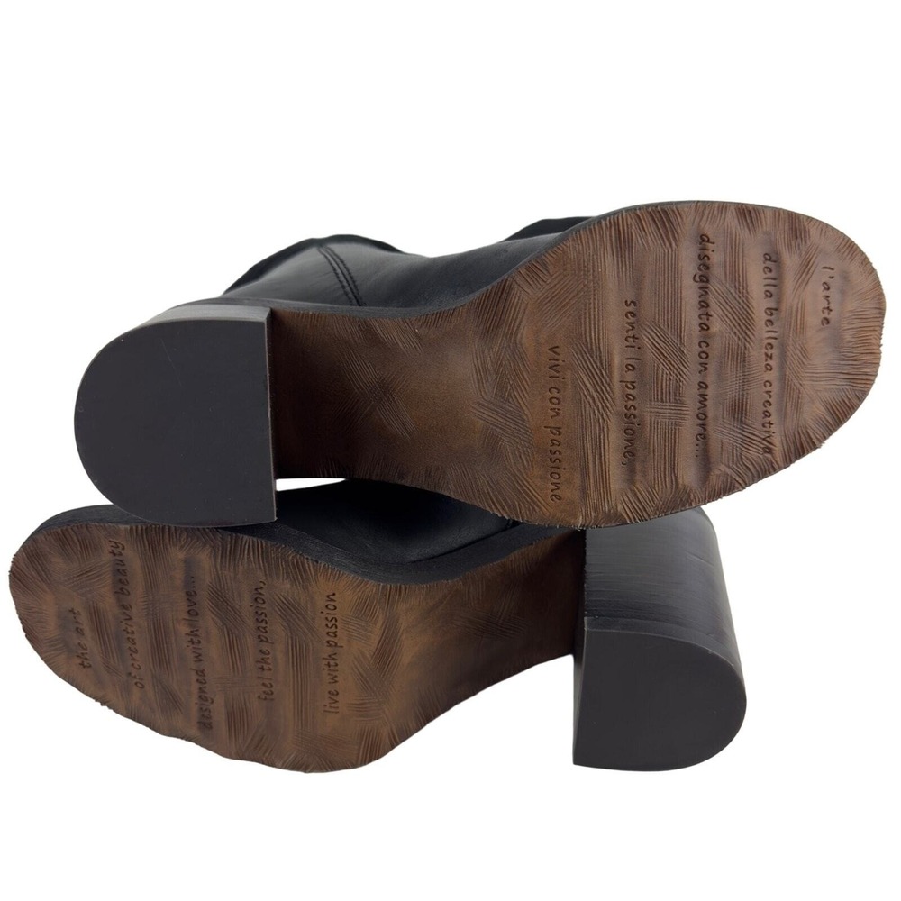 Franco Sarto‎ Nostalgia Tall Boots Black Leather Suede Block Heel Riding 5M - Picture 15 of 16